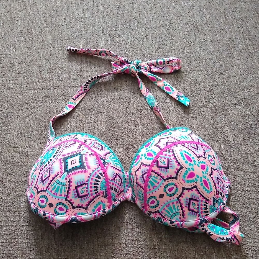 Shade & Shore Teal and Pink Bikini Top